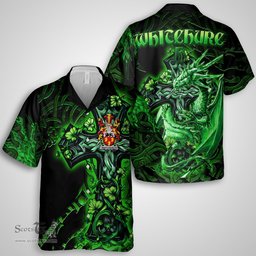 ScotsTee Shop Irish Whitchurch Coat of Arms Irish Shirt Family Crest Celtic Cross And Dragon Short Sleeve Shirt