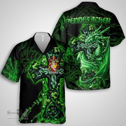 ScotsTee Shop Irish Pennefather Coat of Arms Irish Shirt Family Crest Celtic Cross And Dragon Short Sleeve Shirt
