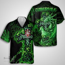 ScotsTee Shop Irish Tubervile or Tuberville Coat of Arms Irish Shirt Family Crest Celtic Cross And Dragon Short Sleeve Shirt