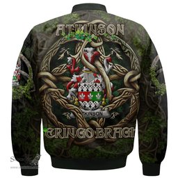 ScotsTee Shop Irish Atkinson Coat of Arms Irish Jacket Family Crest Irish Is My Root Bomber Jacket