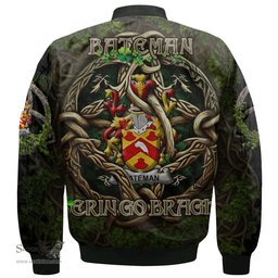 ScotsTee Shop Irish Bateman Coat of Arms Irish Jacket Family Crest Irish Is My Root Bomber Jacket