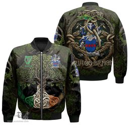 ScotsTee Shop Irish Bareth Coat of Arms Irish Jacket Family Crest Irish Is My Root Bomber Jacket