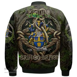 ScotsTee Shop Irish Bennis Coat of Arms Irish Jacket Family Crest Irish Is My Root Bomber Jacket