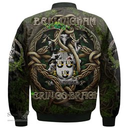 ScotsTee Shop Irish Bellingham Coat of Arms Irish Jacket Family Crest Irish Is My Root Bomber Jacket
