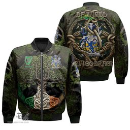 ScotsTee Shop Irish Bagnall Coat of Arms Irish Jacket Family Crest Irish Is My Root Bomber Jacket