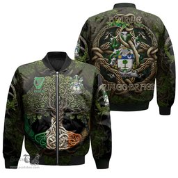 ScotsTee Shop Irish Beirne or O Beirne Coat of Arms Irish Jacket Family Crest Irish Is My Root Bomber Jacket