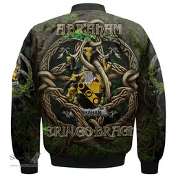 ScotsTee Shop Irish Abraham Coat of Arms Irish Jacket Family Crest Irish Is My Root Bomber Jacket