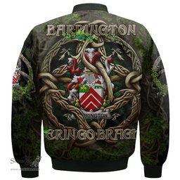 ScotsTee Shop Irish Barrington Coat of Arms Irish Jacket Family Crest Irish Is My Root Bomber Jacket
