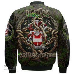 ScotsTee Shop Irish Alcock Coat of Arms Irish Jacket Family Crest Irish Is My Root Bomber Jacket