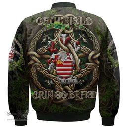 ScotsTee Shop Irish Caulfield or Gaffney Coat of Arms Irish Jacket Family Crest Irish Is My Root Bomber Jacket