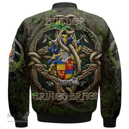 ScotsTee Shop Irish Butler Coat of Arms Irish Jacket Family Crest Irish Is My Root Bomber Jacket