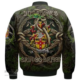 ScotsTee Shop Irish Burrowes Coat of Arms Irish Jacket Family Crest Irish Is My Root Bomber Jacket