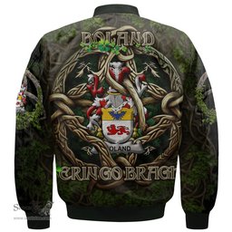 ScotsTee Shop Irish Boland or O Boland Coat of Arms Irish Jacket Family Crest Irish Is My Root Bomber Jacket