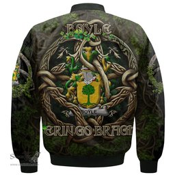 ScotsTee Shop Irish Boyle or O Boyle Coat of Arms Irish Jacket Family Crest Irish Is My Root Bomber Jacket