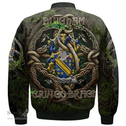 ScotsTee Shop Irish Bingham Coat of Arms Irish Jacket Family Crest Irish Is My Root Bomber Jacket