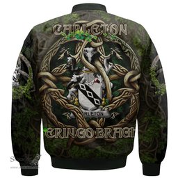 ScotsTee Shop Irish Carleton Coat of Arms Irish Jacket Family Crest Irish Is My Root Bomber Jacket