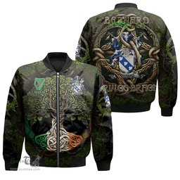 ScotsTee Shop Irish Bernard Coat of Arms Irish Jacket Family Crest Irish Is My Root Bomber Jacket