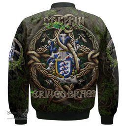 ScotsTee Shop Irish Dolphin or Dolphyn Coat of Arms Irish Jacket Family Crest Irish Is My Root Bomber Jacket