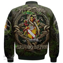 ScotsTee Shop Irish Fitz Nicol Coat of Arms Irish Jacket Family Crest Irish Is My Root Bomber Jacket