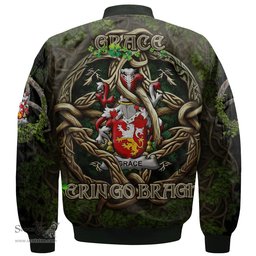 ScotsTee Shop Irish Grace Coat of Arms Irish Jacket Family Crest Irish Is My Root Bomber Jacket
