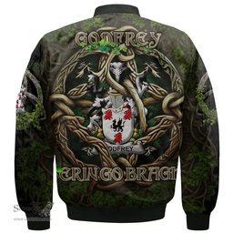 ScotsTee Shop Irish Godfrey of Bushfield Coat of Arms Irish Jacket Family Crest Irish Is My Root Bomber Jacket