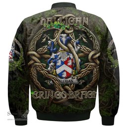ScotsTee Shop Irish Halligan or O Halligan Coat of Arms Irish Jacket Family Crest Irish Is My Root Bomber Jacket