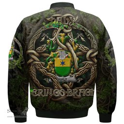 ScotsTee Shop Irish Haly or O Haly Coat of Arms Irish Jacket Family Crest Irish Is My Root Bomber Jacket