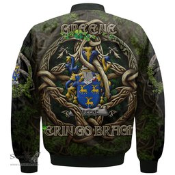 ScotsTee Shop Irish Greene Coat of Arms Irish Jacket Family Crest Irish Is My Root Bomber Jacket