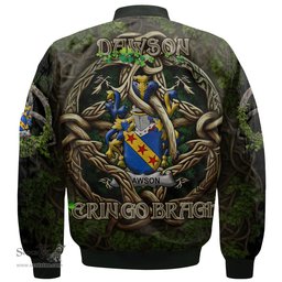 ScotsTee Shop Irish Dawson Coat of Arms Irish Jacket Family Crest Irish Is My Root Bomber Jacket