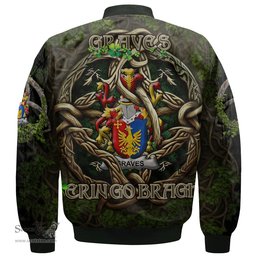 ScotsTee Shop Irish Graves or Greaves Coat of Arms Irish Jacket Family Crest Irish Is My Root Bomber Jacket