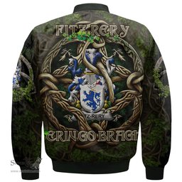 ScotsTee Shop Irish Fitz Rery Coat of Arms Irish Jacket Family Crest Irish Is My Root Bomber Jacket