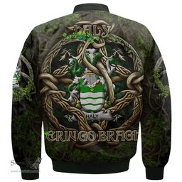 ScotsTee Shop Irish Haly Coat of Arms Irish Jacket Family Crest Irish Is My Root Bomber Jacket