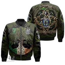 ScotsTee Shop Irish Fullam Coat of Arms Irish Jacket Family Crest Irish Is My Root Bomber Jacket