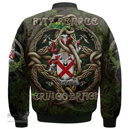 ScotsTee Shop Irish Fitz Pearce Coat of Arms Irish Jacket Family Crest Irish Is My Root Bomber Jacket