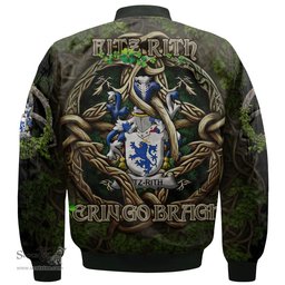 ScotsTee Shop Irish Fitz Rith Coat of Arms Irish Jacket Family Crest Irish Is My Root Bomber Jacket