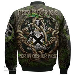 ScotsTee Shop Irish Fitz Maurice Coat of Arms Irish Jacket Family Crest Irish Is My Root Bomber Jacket