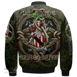 ScotsTee Shop Irish Delahyde Coat of Arms Irish Jacket Family Crest Irish Is My Root Bomber Jacket