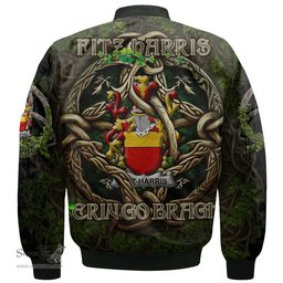 ScotsTee Shop Irish Fitz Harris Coat of Arms Irish Jacket Family Crest Irish Is My Root Bomber Jacket