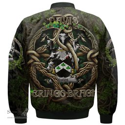 ScotsTee Shop Irish Davis Coat of Arms Irish Jacket Family Crest Irish Is My Root Bomber Jacket