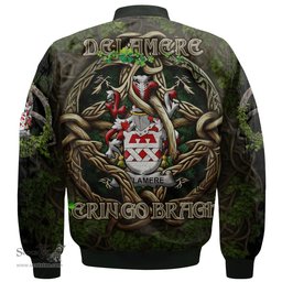 ScotsTee Shop Irish Delamere Coat of Arms Irish Jacket Family Crest Irish Is My Root Bomber Jacket