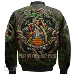 ScotsTee Shop Irish Gregory Coat of Arms Irish Jacket Family Crest Irish Is My Root Bomber Jacket