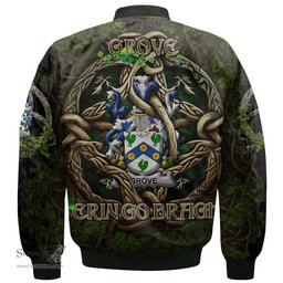 ScotsTee Shop Irish Grove Coat of Arms Irish Jacket Family Crest Irish Is My Root Bomber Jacket