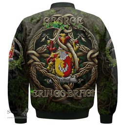 ScotsTee Shop Irish George Coat of Arms Irish Jacket Family Crest Irish Is My Root Bomber Jacket