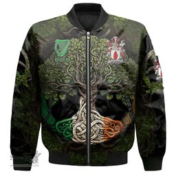 ScotsTee Shop Irish Devaney or O Devaney Coat of Arms Irish Jacket Family Crest Irish Is My Root Bomber Jacket