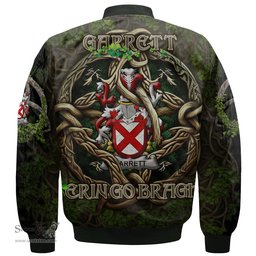 ScotsTee Shop Irish Garrett Coat of Arms Irish Jacket Family Crest Irish Is My Root Bomber Jacket
