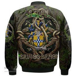ScotsTee Shop Irish Exham Coat of Arms Irish Jacket Family Crest Irish Is My Root Bomber Jacket