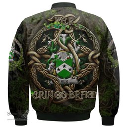 ScotsTee Shop Irish Ker Coat of Arms Irish Jacket Family Crest Irish Is My Root Bomber Jacket