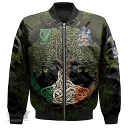 ScotsTee Shop Irish Leigh or McLaeghis Coat of Arms Irish Jacket Family Crest Irish Is My Root Bomber Jacket