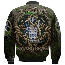 ScotsTee Shop Irish McAuliffe Coat of Arms Irish Jacket Family Crest Irish Is My Root Bomber Jacket