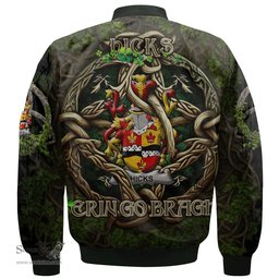ScotsTee Shop Irish Hicks Coat of Arms Irish Jacket Family Crest Irish Is My Root Bomber Jacket
